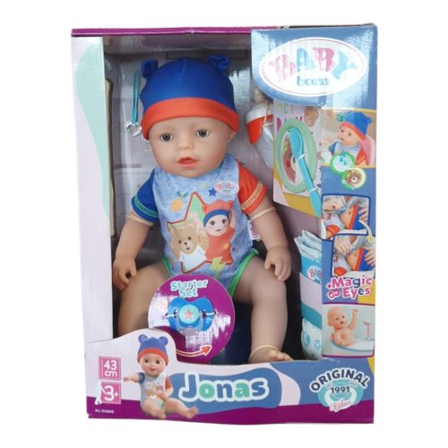 Pisilős Baby Born Jonas baba etetőszettel