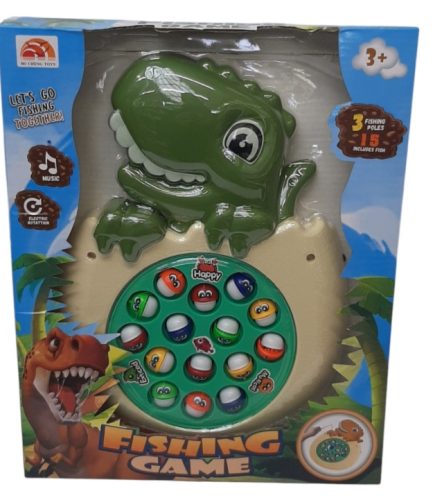 Dínós horgász játék zenével és forgó tárcsával