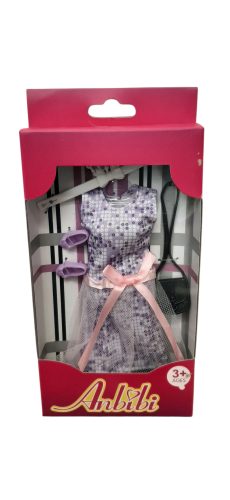 Babaruha kiegészítőkkel – lila tüllszoknyás ruha