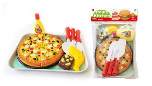 Játék pizza szeletelővel és kiegészítőkkel