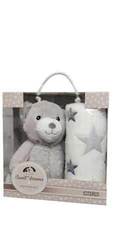 Babalátogatós ajándékcsomag plüss macival és puha pléddel