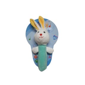 Plüss bébi csörgő – fehér nyuszis