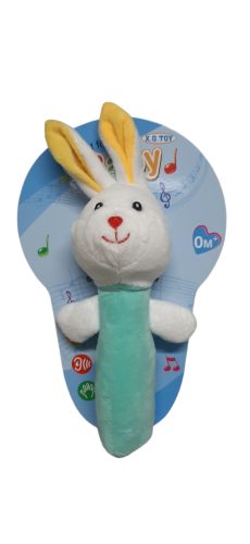 Plüss bébi csörgő – fehér nyuszis