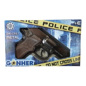   Gonher fém rendőrségi revolver - 8 lövetű rózsapatronos játékpisztoly (15 cm)