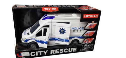 Szirénázó rendőrautó – Fénnyel, hanggal és nyitható ajtókkal (City Rescue)