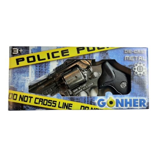 Fém rendőrségi revolver - 8 lövetű rózsapatronos játékpisztoly 