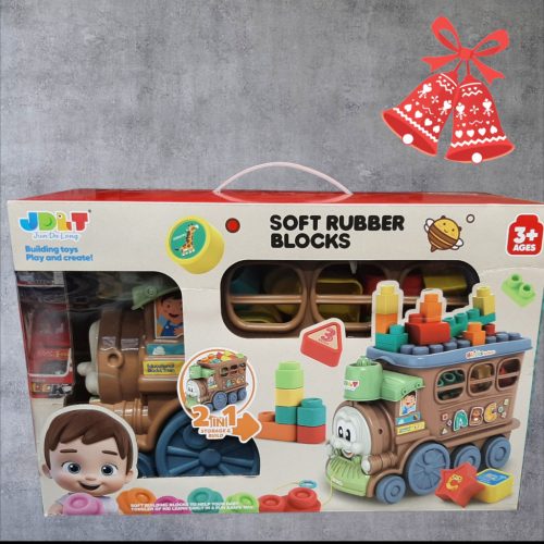 Bébi ügyességi játék vonat gumi kockákkal