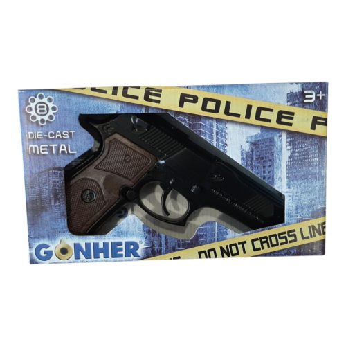 Gonher fém rendőrségi játékpisztoly - 8 lövetű rózsapatronos kivitel (15 cm)