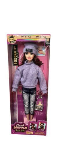 Divatbaba lila pulóverben – Charm Doll My Style