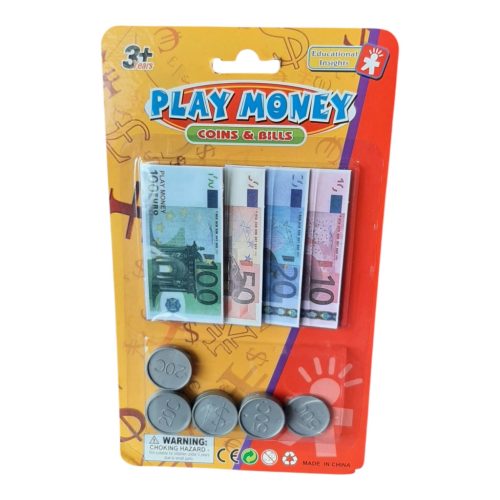 Játék pénz készlet bankjegyekkel és érmékkel