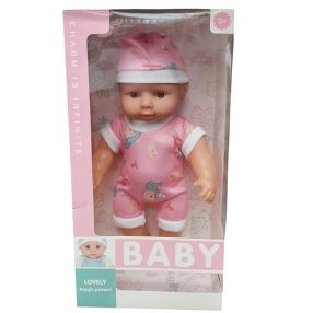 Játék baba – rózsaszín ruhában