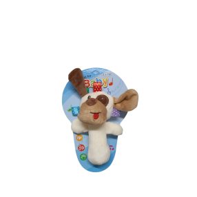 Plüss bébi csörgő – barna kutyás