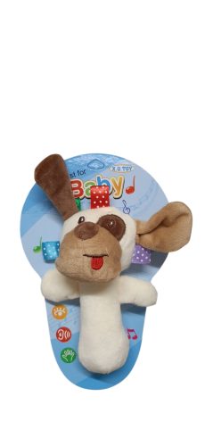 Plüss bébi csörgő – barna kutyás