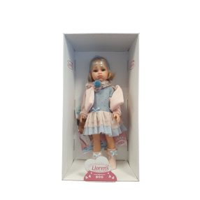   Llorens kézzel készült baba 40 cm – kék-rózsaszín ruhában